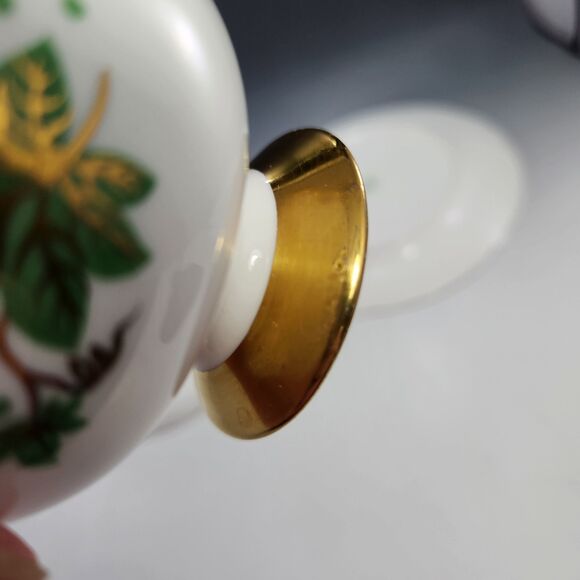 Shelley China Trio Gold Grape Vine #13616C Green Lunch Plate Tea Cup Saucer Set - Picture 9 of 10